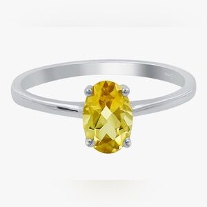 Cute 925 Silver Classic Citrine Ring Size 9